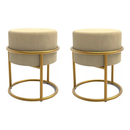 Kit 2 Puff Base Ferro Dourada Veludo Premium Varias Cores