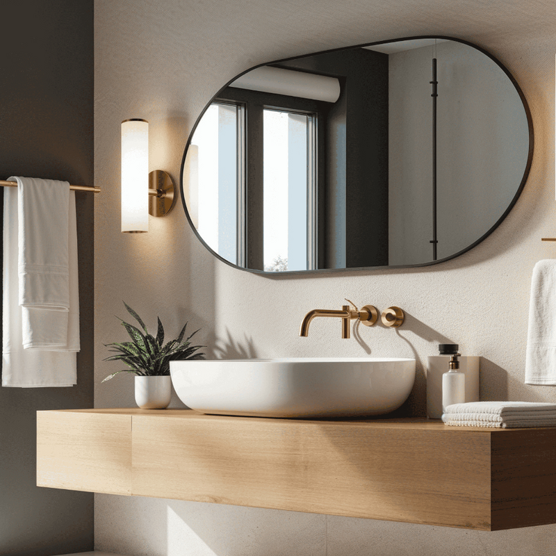 Espelho Decorativo Oval 80x50 Vidro Lapidado Decoração Moderna Elegante Banheiro Sala quarto