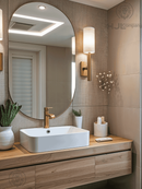 Espelho Decorativo Oval 80x50 Vidro Lapidado Decoração Moderna Elegante Banheiro Sala quarto