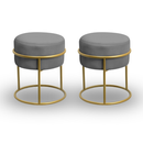 Kit com 2 Puffs em Veludo Premium com Base Dourada