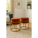 Kit 2 Puff Base Ferro Dourada Veludo Premium Varias Cores